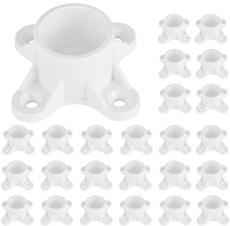 25 Packs 1/2 inch PVC Flange Table Leg Cap Fittings Furniture Screw Tab Caps for Building Furniture Support Feet Making Storage Shelves