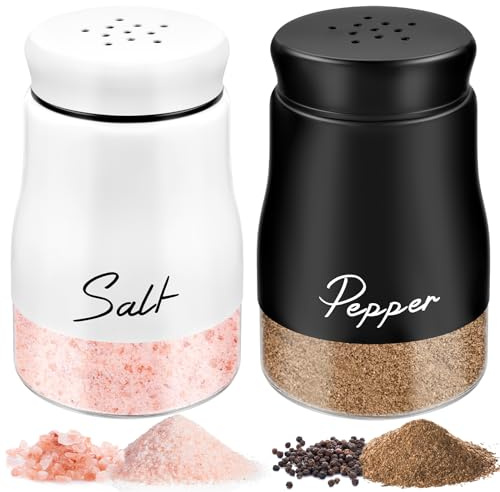 Vilomdur 2 Stück Salz und Pfefferstreuer Klein Set 5 Unzen Salz und Pfefferstreuer Salzstreuer Salz Pfefferstreuer aus Glas und Edelstahl für Zuhause, Küche, Restaurant
