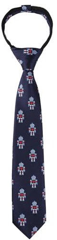 Alizeal Krawatte für Jungen, mit Reißverschluss, vorgebunden, schmale Krawatte, 068-Robot, One size