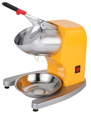 Tritaghiaccio a Doppia Lama,Macchina Tritaghiaccio Elettrico Commerciale,Tritaghiaccio Elettrico Professionale,Anti Volo e Spruzzo Bocca di Ghiaccio Design,Sicuro e Conveniente,Adatto(Color:Giallo)
