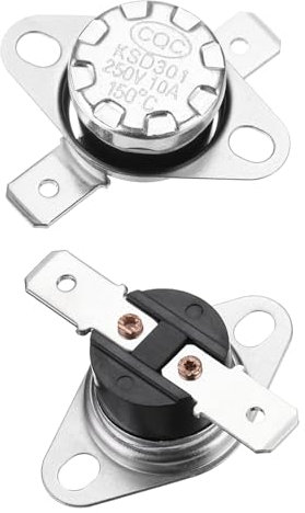 QUARKZMAN 2pcs KSD301 Termostato, 150°C/302°F 10A Normal Abierto N.O Ajuste Interruptor de Temperatura de Disco de Presión de Baquelita para Microondas Horno Cafetera Calefacción Registro
