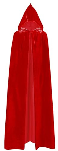 NebulaGlam Capa de Halloween con capucha, disfraz de diablo, disfraz de bruja, capa de vampiro, para adultos, disfraz de Halloween para hombre y mujer (rojo)