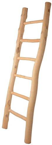 UNUS Escalera decorativa de madera, 150 cm, 6 peldaños, color natural, fabricado en madera de fresno