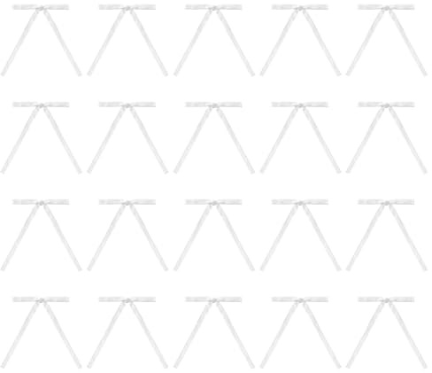 SLXLYH 20 Stück Samtschleifen, Weihnachtsschleifen, handgefertigt, für Feiertagsverpackungen und Dekoration, Twist Tie Bowtie (weiß)