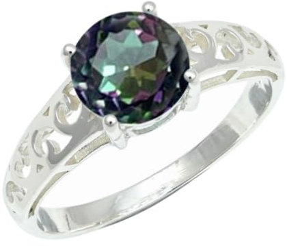 JEWELSTREZORO Mystischer Topas Edelstein Bandring Sterling Silber ring Männer & Frauen Bandring alle Größen Handarbeit Jewerly TSR1254AG_8 (54 (17.2))