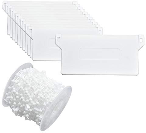 20 Pcs Lamellen Gewichte Vertikaljalousie 89mm 127mm, 10m Weiß Kette Rollokette, Lamellenvorhang Beschwerungsplatten Ersatzteil, Jalousien Reparatur Set für Home Büro Vorhang Fenster Zubehör