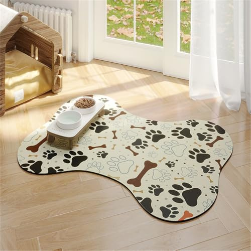 Hixingo Napfunterlage Katzen Hund Futternapf Unterlage, Saugfähige Haustier Futtermatte rutschfeste Hundenapf Unterlage Waschbar Katzennapf Futtermatte (F,35x50cm)