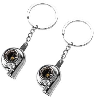 GANAZONO 2stücke Auto Schlüsselanhänger Turbolader Design Aus Langlebigem Metall Modischer Schlüsselring Anhänger in Silber Für Auto Rucksack Und Tasche Kreatives Geschenk Für Männer