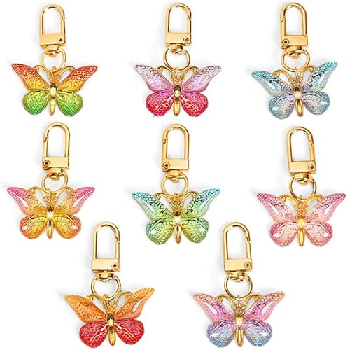 Gradient Schmetterling Süße Schlüsselanhänger Aesthetic Bunt Schmetterlinge Taschenanhänger Damen Metall Acryl Butterfly Keychain Y2K Bag Charms Cute Butterflies Taschen Anhänger Taschen Accessoires
