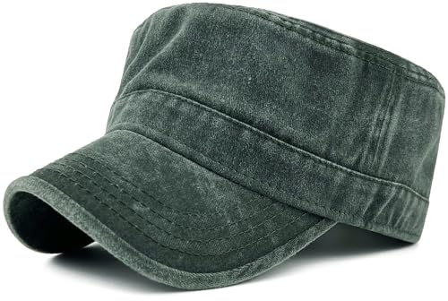 Masktide Oversize XXL Mens Washed Cotton Military Cadet Army Caps Basic Everyday Womens Classic Vintage Style Flat Top Hats