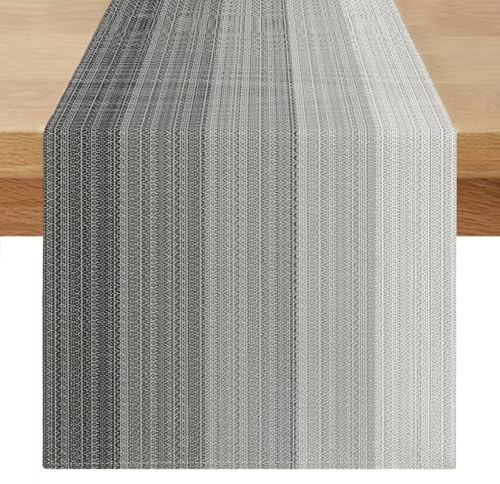 Tischläufer Grau Outdoor Frühling Sommer 40 x 100 Tisch Läufer Modern Vintage Leinenoptik Abwaschbar Tischläufer Landhausstil Gartentisch Dekor für Esszimmer Küchentisch Party Urlaub