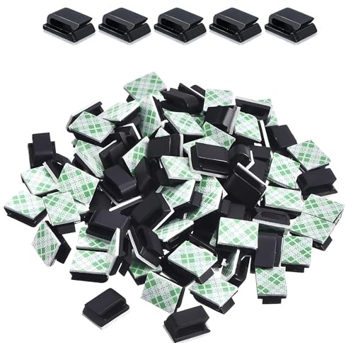 50 Self-Adhesive Cable Clips for Organizing Wires in Car, Home, and Office | black cable clips
