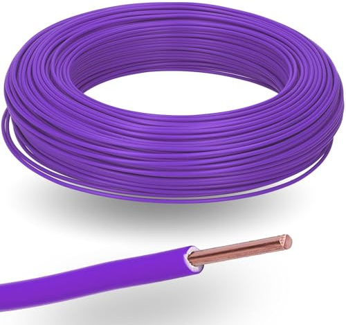 Kalitec 100m Câble H07V-U 1 x 1,5 mm² Violet - Fil Simple Rigide en PVC | Conducteur monobrin ignifuge pour armoires électriques et luminaires. Tension 450/750 V et installation sous conduit.