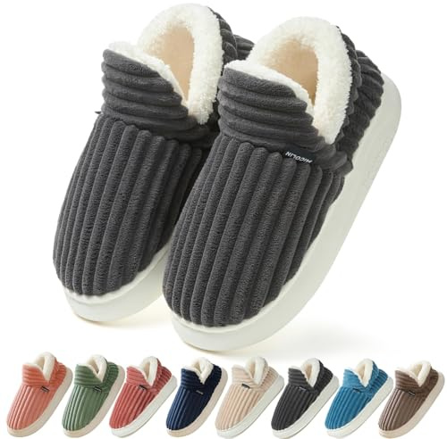 Coswind Zapatillas de Casa Mujer Hombre Invierno Cálido Cerradas Elegantes Cómodas Memoria Espuma Pantuflas Antideslizantes Negro 280