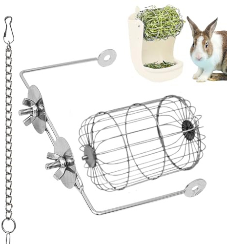 Chinchilla hörack | rostfritt stål hästmatare för små djur – gräsmatare med hållare för små djur chinchilla och gnagarbur