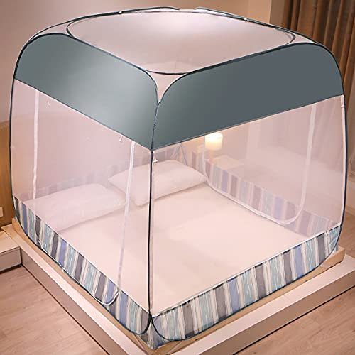 Pop Up Moskitonetz Baldachin für Betten - Faltbare Doppeltür Polyester Vorhänge, Anti-Moskito-Schutz, Einfache Installation, Universal Camping Zelt (Grün, 1.5x2m)