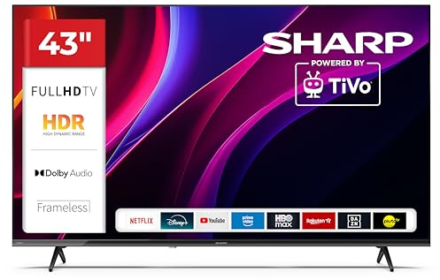 Sharp 43HE2345E - TiVo TV, 43 FHD, FRAMELESS, 60Hz, HDR10, Sonido 2x10W, HDMIx3, USBx2, Colore nero
