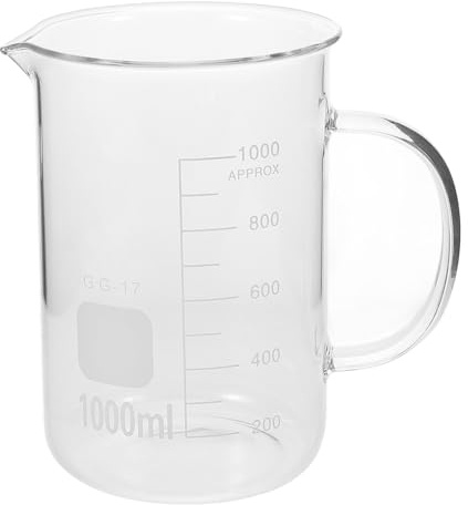 BAZEITFLOW Vaso Medidor de Vidrio con Asa Ergonómica y Vertedor Preciso Taza de Química de Resistente Altas Temperaturas para y Cocina