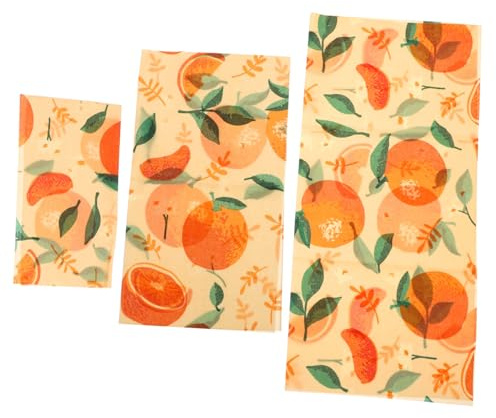 FUNOMOCYA 3 Hojas Paños de Cera de Orgánica Reutilizables Unidades para Conservación de Alimentos Frescos Envoltorios Sostenibles y Ecológicos para Cocina Saludable