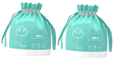 BELLIFFY 2 Rolls Disposable Cotton Facial Towels Soft Cleansing Makeup Remover Wipes for Women Multipurpose Face Cloths for Dry and Wet Use Gentle Skincare Towelettes with Natural