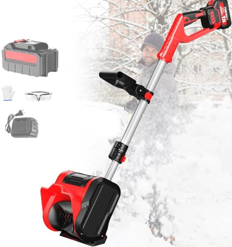 Atwynd Spazzaneve Elettrico a Batteria, Pala da Neve con Motore Brushless da 20 V, Batteria da 4,0 Ah e Caricabatteria Rapido, per la Rimozione della Neve da Strade/Abitazioni/Marciapiedi