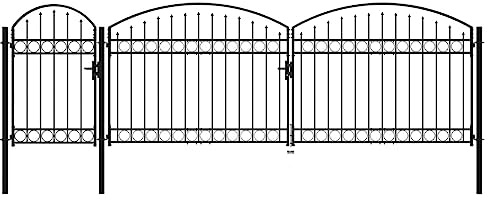 Éléments de clôture - Portail de jardin avec pointe bombée en acier - 2 x 5 m - Noir - Pour jardin, cour, terrasse
