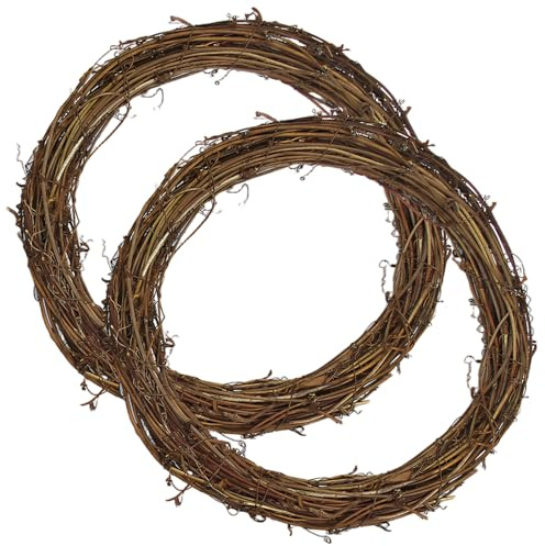 CAKEEYUM 2PCS 14 Inch Natural Grapevine Wreath Ring DIY Craft Base for Seasonal Decor Christmas Wreath Form for Front Door Ring Grapevine Twig Form Grape Vine Wreaths for Crafts Front Door Christ