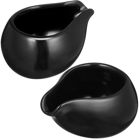 NUOBESTY Lot de 2 Pots à Lait en Céramique Noire Petites Tasses à Café 100 Ml Pichet à Miel Cuisine et Table Usage Ménager et Restaurant Compatible Café et Sauce Design Rond Pratique