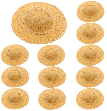 KONTONTY 12 Kleiner Papier Zylinderhüte zum Basteln Gewebte Kleiner Hüte Puppendekoration Selbstgemacht Partyaccessoires 7cm 12 Stück