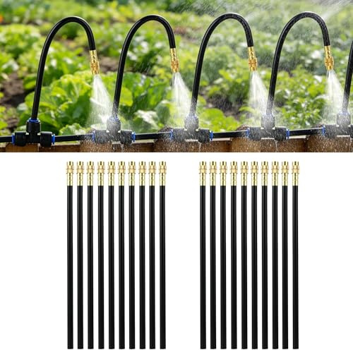Garden Drip Irrigation Kit Automatic: Watering System with Adjustable Misting Sprinklers, 1/2 & 1/4 Tubing for Flower Beds, Raised Beds, Greenhouse, Potted Plants, Outdoor Lawn