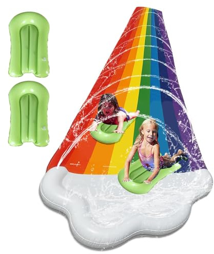 RNPKZ 480 x 140 cm, scivolo d'acqua per bambini, doppio tappetino antiscivolo con bodyboard, scivolo d'acqua per bambini all'aperto, scivolo d'acqua, giocattolo acquatico con irrigatore integrato per