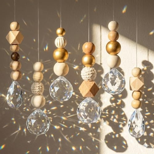 6 DIY Sonnenfänger Kristall, Holzperlen & Kristallkugel Suncatcher