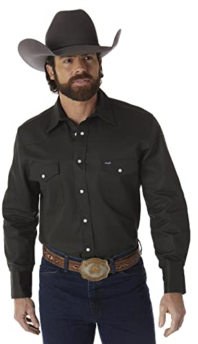Wrangler Cowboyskuren västerländsk långärmad snap-arbetsskjorta för män, tvättad finish, ogenomskinlig, Svart skog grön, S