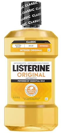 Listerine Original Intense Antiseptic Oral Care Mouthwash to Kill 99.9% of Germs that Cause Bad Breath, Plaque and Gingivitis, ADA-Accepted Mouthwash, Intense Original Flavored Oral Rinse, 1 L