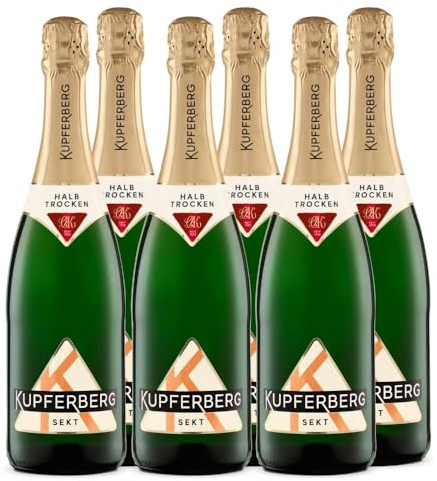 Kupferberg Gold Sekt Halbtrocken (6 x 0,75 l) fruchtig und delikate Sekt-Cuvée mit 11,0% vol., Aromen frischer Birnen und Äpfel, feinperlig, Sekttradition seit 150 Jahren