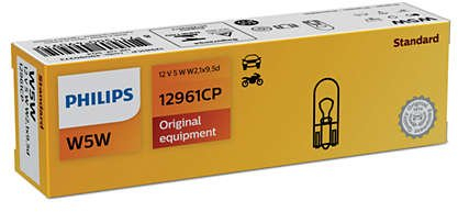 10x PHILIPS Kugellampe Stecksockellampe W5W VISION 12V 5W W2.1x9.5d 12961CP