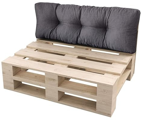 sunnypillow Palettenkissen für Gartenmöbel - Rückenkissen 120 x 50 cm - Rückenpolster für Bett und Sofa - Palettenpolster für Palettenmöbel - Gesteppte Gartenkissen - Rückenlehne, Kissen Anthrazit