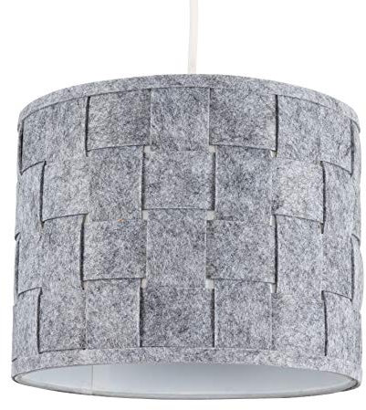 MiniSun | Small Modern Grey Felt Weave Design Drum Light Shade | Pendant Lights, Home Décor & Improvement Essential | 260mm Shade Width