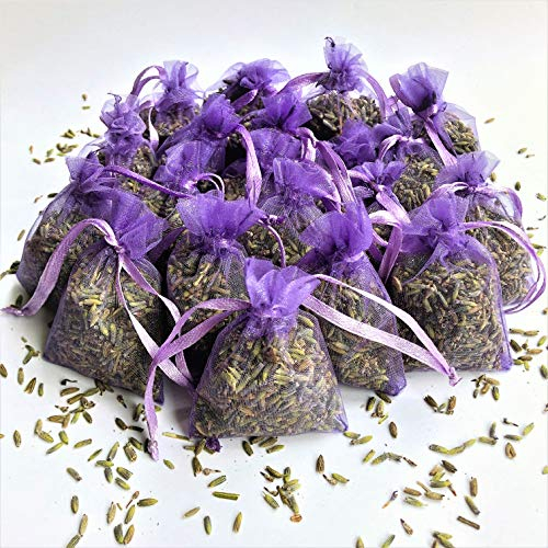 12 Hand Made Bags of Natural French Lavender, Vacuum Sealed, Moth Protection for Closet and Drawers, Highly Fresh Fragrant Lavender Lilac Bags, Natural Air Purifying Luggage Freshener