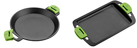 BRA Paellera, Negro, 36 cm + Plancha Asar, Aluminio, Negro, 40 cm