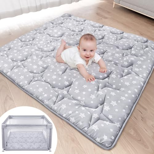 Moonsea Portable Baby Play Mat, Square Padded Anti Slip Baby Activity Crawling Mat for Boys and Girls, Kids 43 X 43 Quilted Pad for Indoor Outdoor Playtime