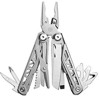 SXFJF Multitool Pinze, Pieghevole Pinze Outdoor Kit Multifunzionale di Combinazione della Lama di Acciaio Inox, per Il Campeggio Esterno,Grigio