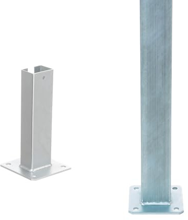 Aqbau Pfostenträger 60x40 mm Verzinkt Silber – Aufschraubhülse zum Aufschrauben für Doppelstabmattenzaun Pfosten – Pfostenhalter verzinkt für Zaunpfosten