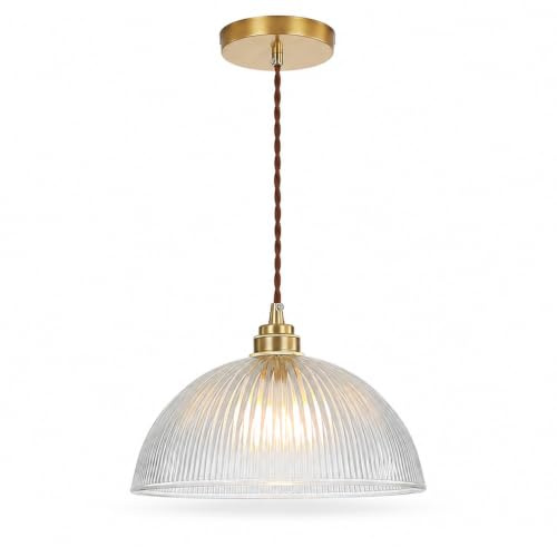 HJXDtech ⌀21cm Rundglas Pendelleuchte Esstisch Hängelampe, Kuppelform E27 Deckenlampe Hängend für Esszimmer, Küche & Café Bar,Industrieller Vintage-Stil Hängeleuchte