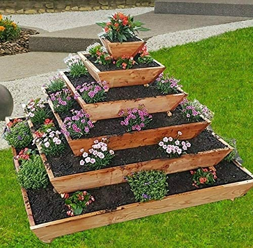 BaustoffhandelShop Kräuterbeet Hochbeet Pyramide Kräuterpyramide Frühbeet Pyramide Holz Sibirische Lärche