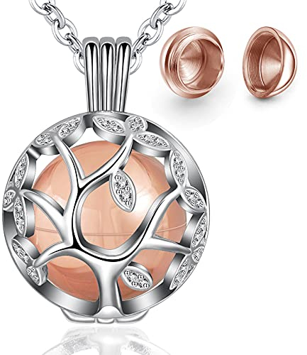 Eudora Colgante de Cenizas Árbol de la Vida - Collar de Urna Cobre Plateado Para Mujer - Regalos Originales, 61cm