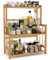 BAKAJI Supporto Portaspezie Scaffalatura Mobile Scaffale in Legno con 3 Ripiani Porta Spezie Barattoli e Accessori Cucina Mensola Centrale Regolabile Design 53 x 42 x 18 cm
