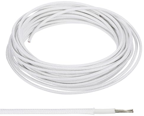 PATIKIL 16,4 Piedi 14AWG Elettronico Filo, Cavo Elettrico Tessile Isolato Alta Temperatura Resistente Flessibile Silicone Elettrico Cavo Rotondo per Lampada Caldaia Riscaldatore, Bianco