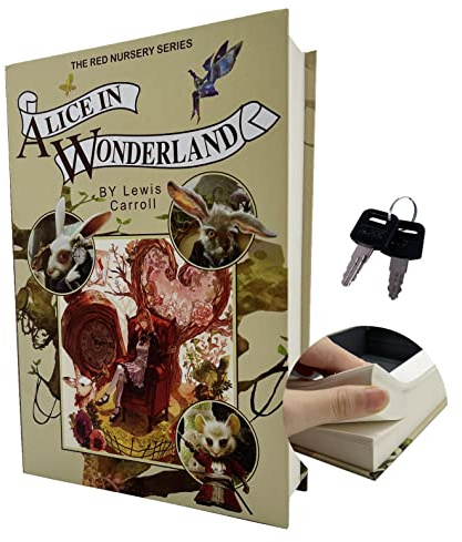 Real Paper Transfer Book Safe for Jewellery, and Hollow with Hidden Compartment, Key and Combination Lock (Alice, Key Lock)