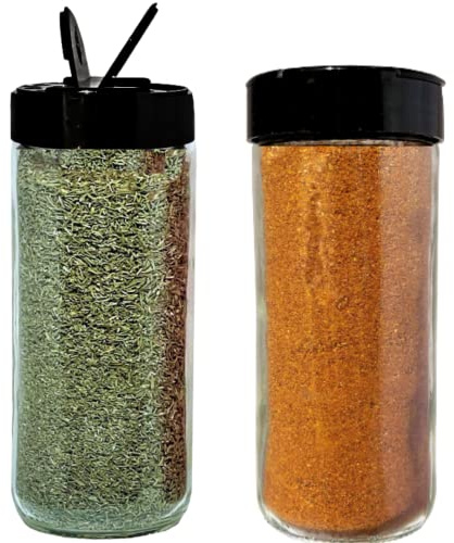 JARMING COLLECTIONS 16oz Glass Spice Shakers with Lids – Set of 2 Large Seasoning Containers with Shaker Tops for Kitchen, Pantry & Herb Storage